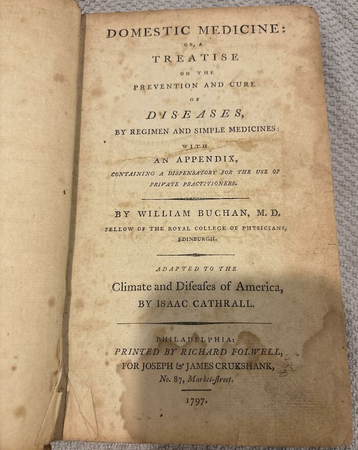 Title page of a 1797 Domestic Medicine book from medical history