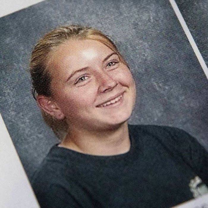 A yearbook photo of the Ohio House of Horrors mom of 16 smiling.