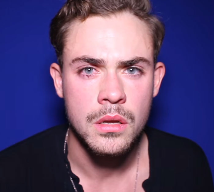 Actor Dacre Montgomery, one of the famous celebrities, looking intense in a close up portrait