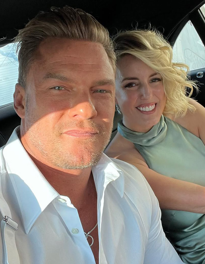 Alan Ritchson and his wife posing for a selfie, prior to the announcement of their split. Alan Ritchson and his wife posing for a selfie, prior to the announcement of their split.