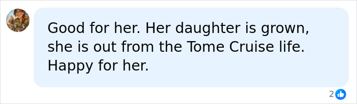 A comment about Katie Holmes moving on from Tom Cruise life, mentioning her daughter is grown. A comment about Katie Holmes moving on from Tom Cruise life, mentioning her daughter is grown.