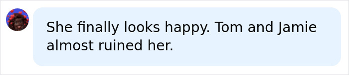 A comment about Katie Holmes happiness, referencing Tom Cruise and her daughter's name change. A comment about Katie Holmes happiness, referencing Tom Cruise and her daughter's name change.