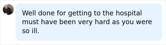 Social media comment commending someone for seeking hospital care despite severe illness from sepsis symptoms.