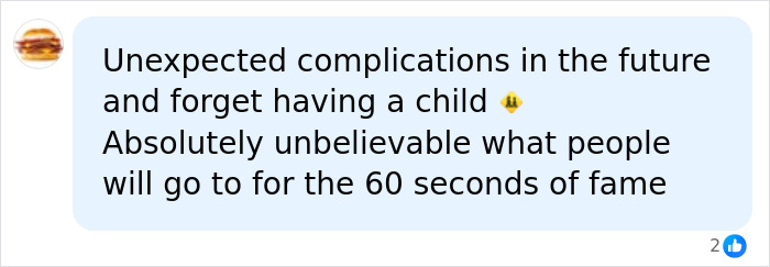 Social media comment warning of future complications from extreme plastic surgery. Social media comment warning of future complications from extreme plastic surgery.