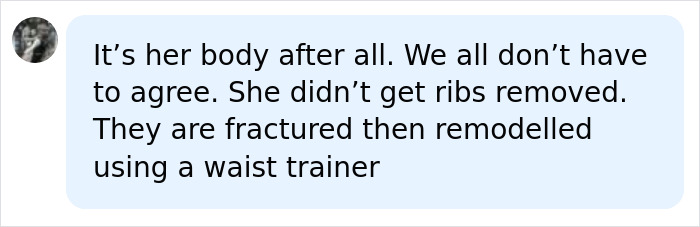 User comment discussing rib remodeling techniques used in bone-breaking plastic surgery. User comment discussing rib remodeling techniques used in bone-breaking plastic surgery.