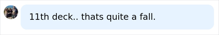 Social media comment about a fall from the 11th deck of a cruise ship