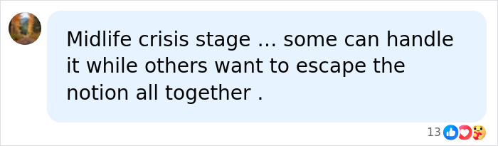 Social comment suggesting midlife crisis as a potential reason for a California father who jumped from cruise ship.