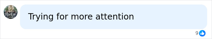 A social media comment reading: Trying for more attention, relating to Meghan Markle's new life in UK. A social media comment reading: Trying for more attention, relating to Meghan Markle's new life in UK.