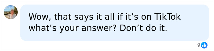 A user comment about TikTok and the answer don't do it, regarding popular squishy toys and serious injuries. A user comment about TikTok and the answer don't do it, regarding popular squishy toys and serious injuries.