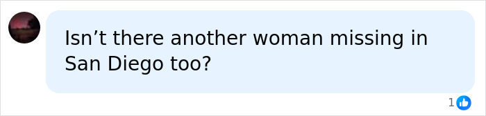 Comment asking if another woman is missing in San Diego