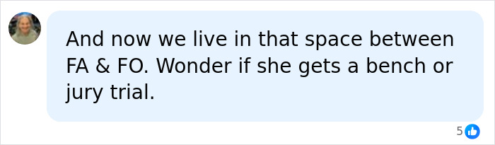 A social media comment discussing the mom's trial after rejecting the plea deal for holding her stepson captive. A social media comment discussing the mom's trial after rejecting the plea deal for holding her stepson captive.