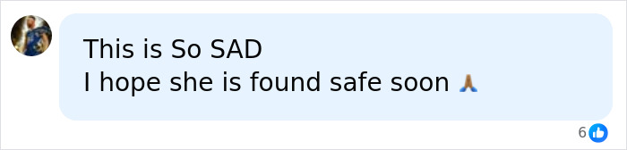 Comment showing sadness and hope for wife to be found safe soon