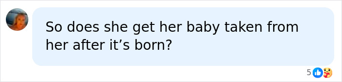 A social media comment asking about the baby of the Ohio House Of Horrors mom.