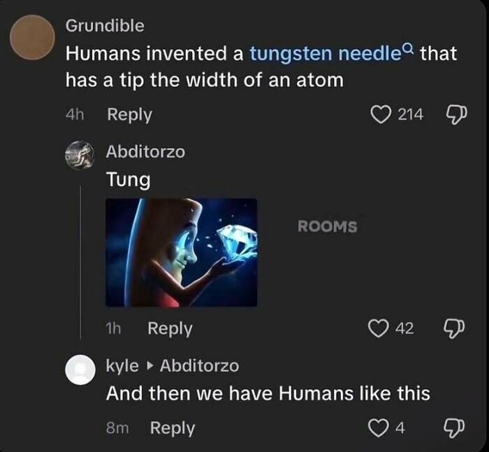 Hilarious memes online screenshot of a funny comment thread on human inventions and humor
