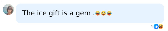 A social media comment praising the ice gift, related to Meghan Markle and Prince Harry. A social media comment praising the ice gift, related to Meghan Markle and Prince Harry.