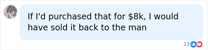 A social media comment about selling back the man's home after it was seized by HOA for less than $1K.