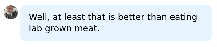 A comment comparing eating ashes to eating lab grown meat.