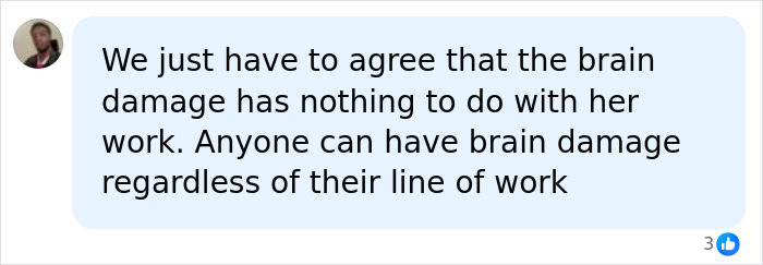 Screenshot of a social media comment discussing brain damage for paralyzed actress Emily Willis' 'locked-in' state.