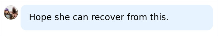 A chat bubble with the text: Hope she can recover from this, referencing Emily Willis family's revelation about her conscious locked-in state.