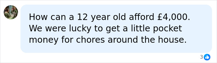 A comment asking how a 12-year-old can afford £4,000 for their vaping habit, referencing pocket money for chores. A comment asking how a 12-year-old can afford £4,000 for their vaping habit, referencing pocket money for chores.
