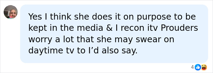 A social media comment suggesting a Harry Potter star's remark about a show host's skin was intentional for media attention. A social media comment suggesting a Harry Potter star's remark about a show host's skin was intentional for media attention.