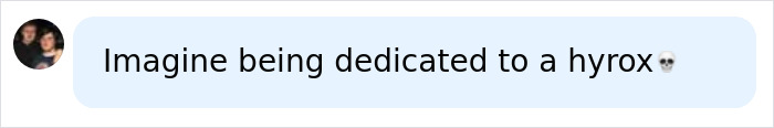 A chat message discussing dedication to HYROX, reflecting on the HYROX athlete and race incident.