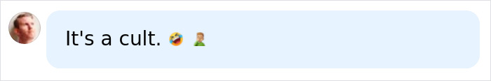 A chat message stating It's a cult, related to the HYROX athlete backlash after her race.