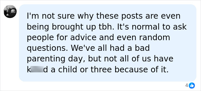 Screenshot of a comment discussing bad parenting days in Patrick Clancy's deleted Reddit history Screenshot of a comment discussing bad parenting days in Patrick Clancy's deleted Reddit history