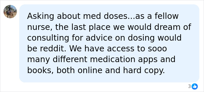 Comment about nurses not consulting Reddit for medication doses in Patrick Clancy's Reddit history Comment about nurses not consulting Reddit for medication doses in Patrick Clancy's Reddit history