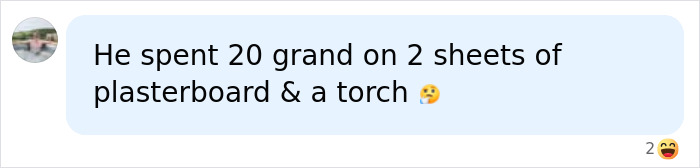 A social media comment on the Flat Earther experiment, mentioning the cost for plasterboard and a torch. A social media comment on the Flat Earther experiment, mentioning the cost for plasterboard and a torch.