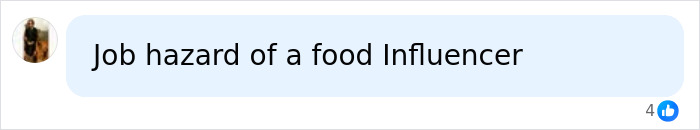 A comment about the job hazard of a food influencer, relating to the mukbang star's dangerous eating condition.