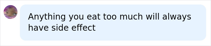 A social media comment states that anything consumed in excess will have a side effect, referencing the dangerous condition linked to extreme eating by a mukbang star.