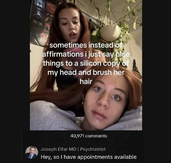 Hilarious memes featuring a woman brushing her replica silicon head and a comment from a psychiatrist