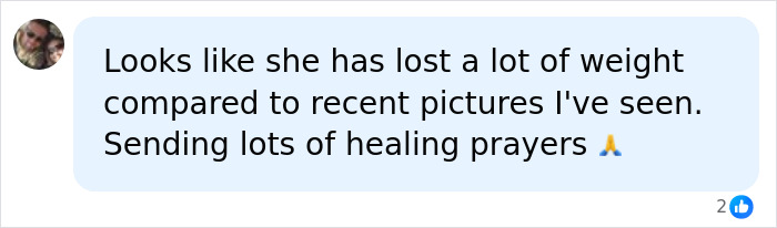 A user comment sending healing prayers to Christina Applegate A user comment sending healing prayers to Christina Applegate