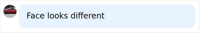 A comment about Christina Applegate stating her face looks different. A comment about Christina Applegate stating her face looks different.