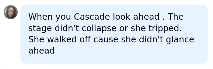 Explanation about Gabrielle Henry's fall not caused by stage collapse Explanation about Gabrielle Henry's fall not caused by stage collapse