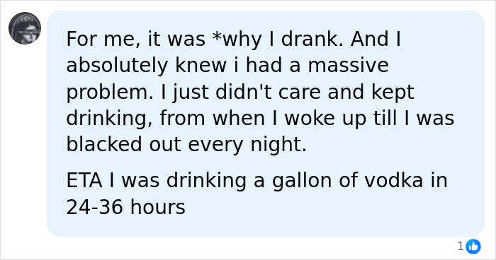 Comment revealing drinking a gallon of vodka in 24-36 hours from former alcoholic Comment revealing drinking a gallon of vodka in 24-36 hours from former alcoholic