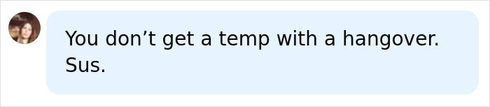 A social media comment about sepsis symptoms, noting that a hangover doesnt cause a temp, highlighting missed sepsis symptoms.