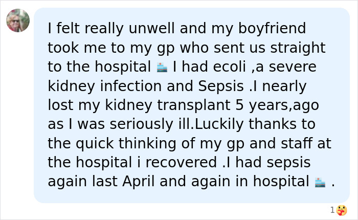 Personal account of recovering from sepsis symptoms and kidney infection, shared on social media.
