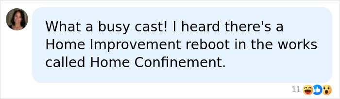Humorous social media post joking about a Home Improvement reboot amidst Jonathan Taylor Thomas' arrest news.