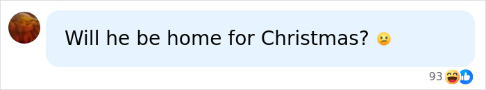 A user comment questioning if the actor will be home for Christmas
