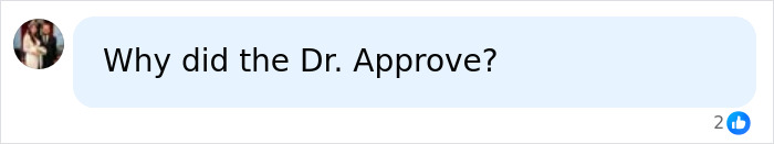 A social media comment questioning doctor approval for six cosmetic procedures performed simultaneously. A social media comment questioning doctor approval for six cosmetic procedures performed simultaneously.