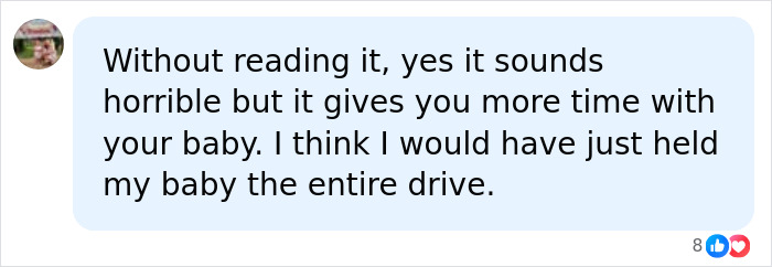 Comment expressing sympathy and personal feelings about spending time with baby during transport after hospital incident Comment expressing sympathy and personal feelings about spending time with baby during transport after hospital incident