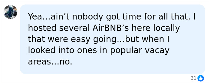 A social media comment from a past host about varied Airbnb stay experiences and hosts audacity. A social media comment from a past host about varied Airbnb stay experiences and hosts audacity.