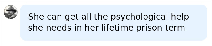 A chat message suggesting Lindsay Clancy get psychological help during a lifetime prison term, reflecting verdict chaos debate. A chat message suggesting Lindsay Clancy get psychological help during a lifetime prison term, reflecting verdict chaos debate.