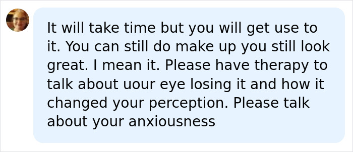Encouraging words in a comment about adapting to eye loss and managing blurry vision changes