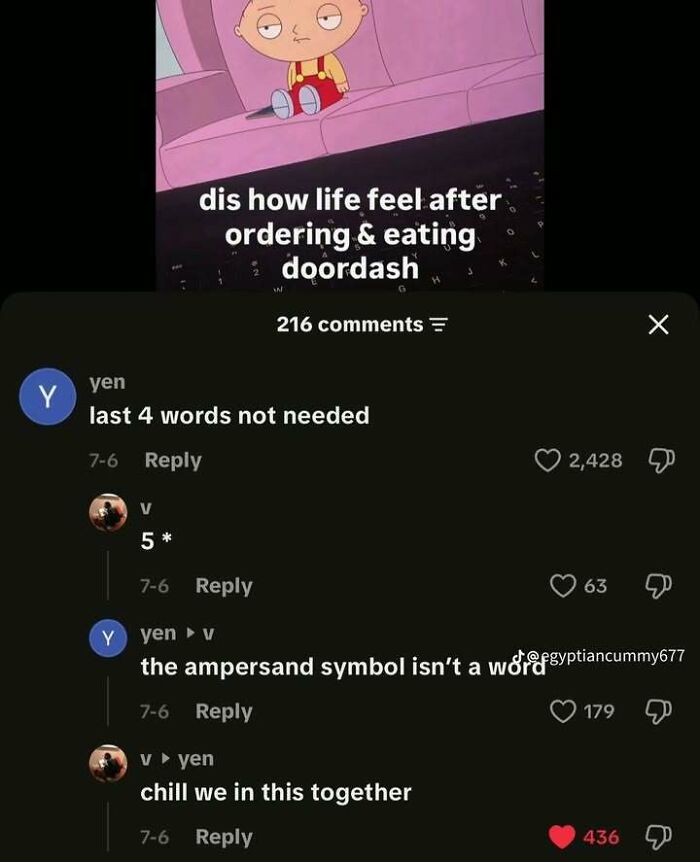 A funny meme and comment section with witty dialogue and hilarious memes about ordering Doordash
