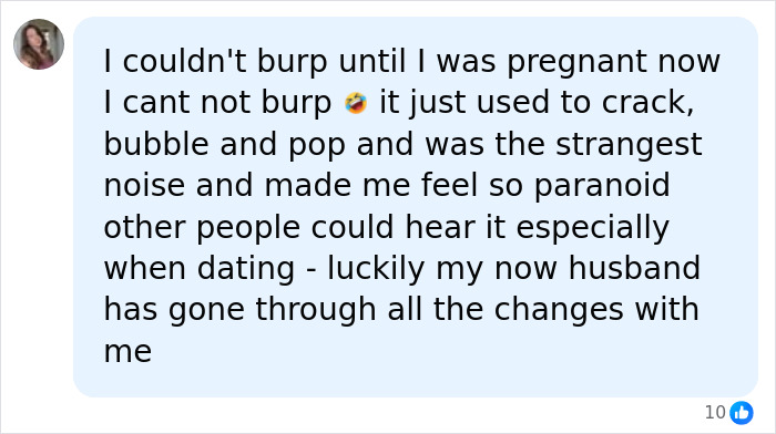 A woman unable to burp shares her experience of finding a solution during pregnancy, alleviating painful bloating.