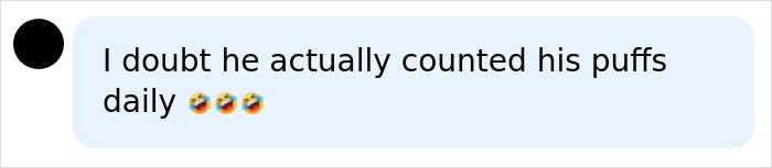 A social media comment about a teen's vaping habit, questioning the 1,200 puffs a day count. A social media comment about a teen's vaping habit, questioning the 1,200 puffs a day count.