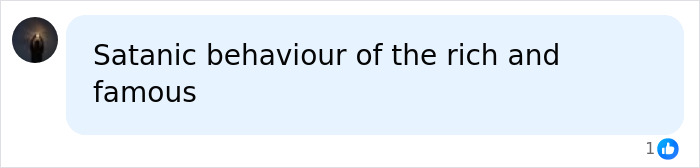 A Stage Actress eats ashes for good luck. An image of a comment saying Satanic behavior of the rich and famous.